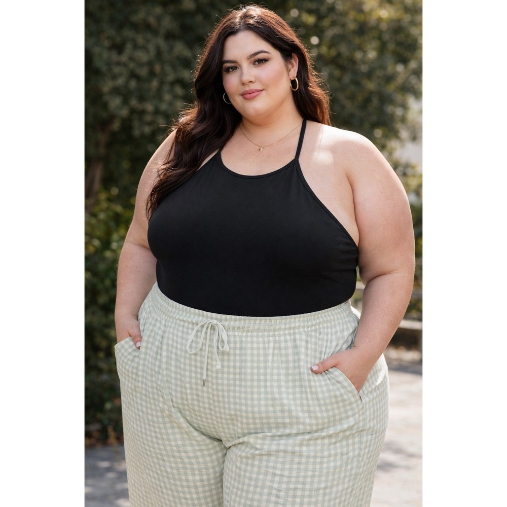 Girlfriend Collective Black Ribbed Racerback Bodysuit Plus Size 6XL